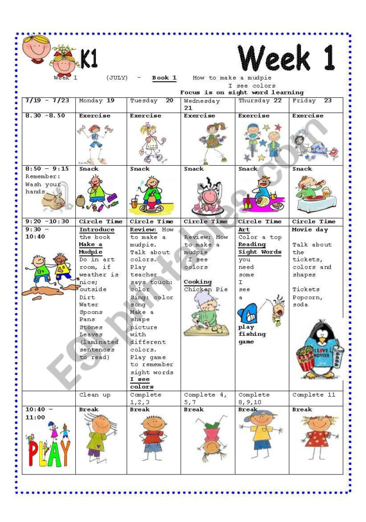 Week 1 Lesson plan For Summer Camp ESL Worksheet By AnnyJ - Plans For Summer Worksheet