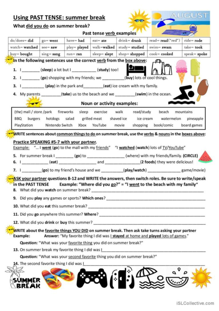 What Did You Do On Summer Break u English ESL Worksheets Pdf Doc - Summer Break Worksheet