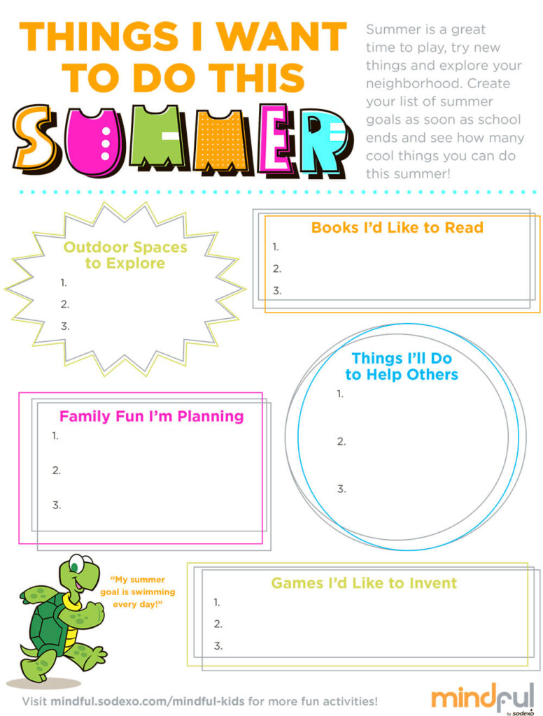 What Do You Want To Do This Summer Mindful By Sodexo - This Summer I Want To Worksheet