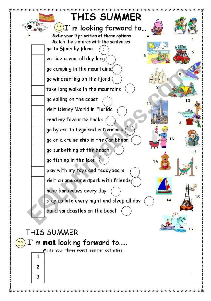 What I Did This Summer Worksheet - This Summer I Will Worksheet