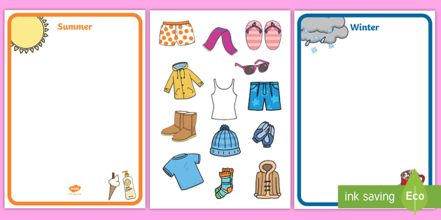 Winter And Summer Sorting Clothes Worksheet Teacher made - Sorting Winter And Summer Clothes Worksheet