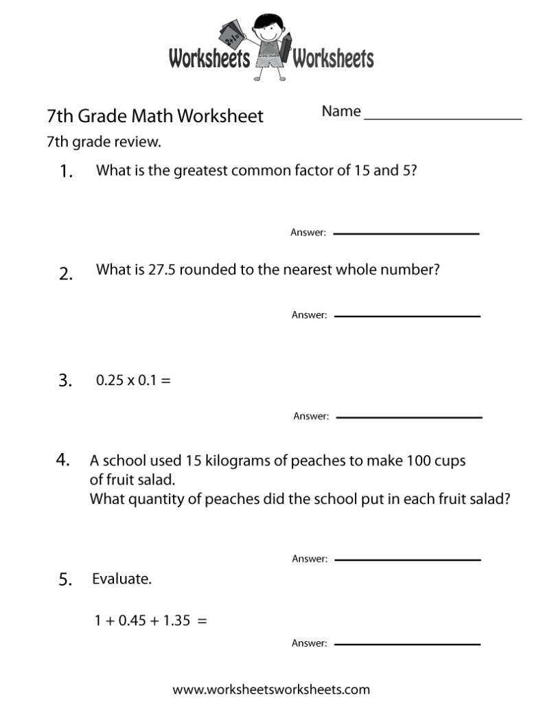 Worksheet For 7th Grade - Summer Review Worksheets For 7Th Grade To 8Th Grade