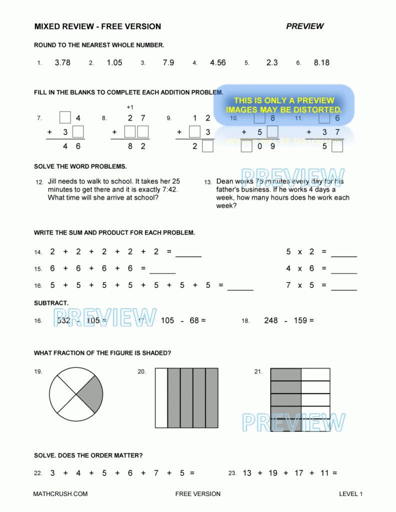 Worksheets Help Pages And Books By Math Crush Free Handouts  - 8Th Grade Math Mixed Review Worksheets Summer