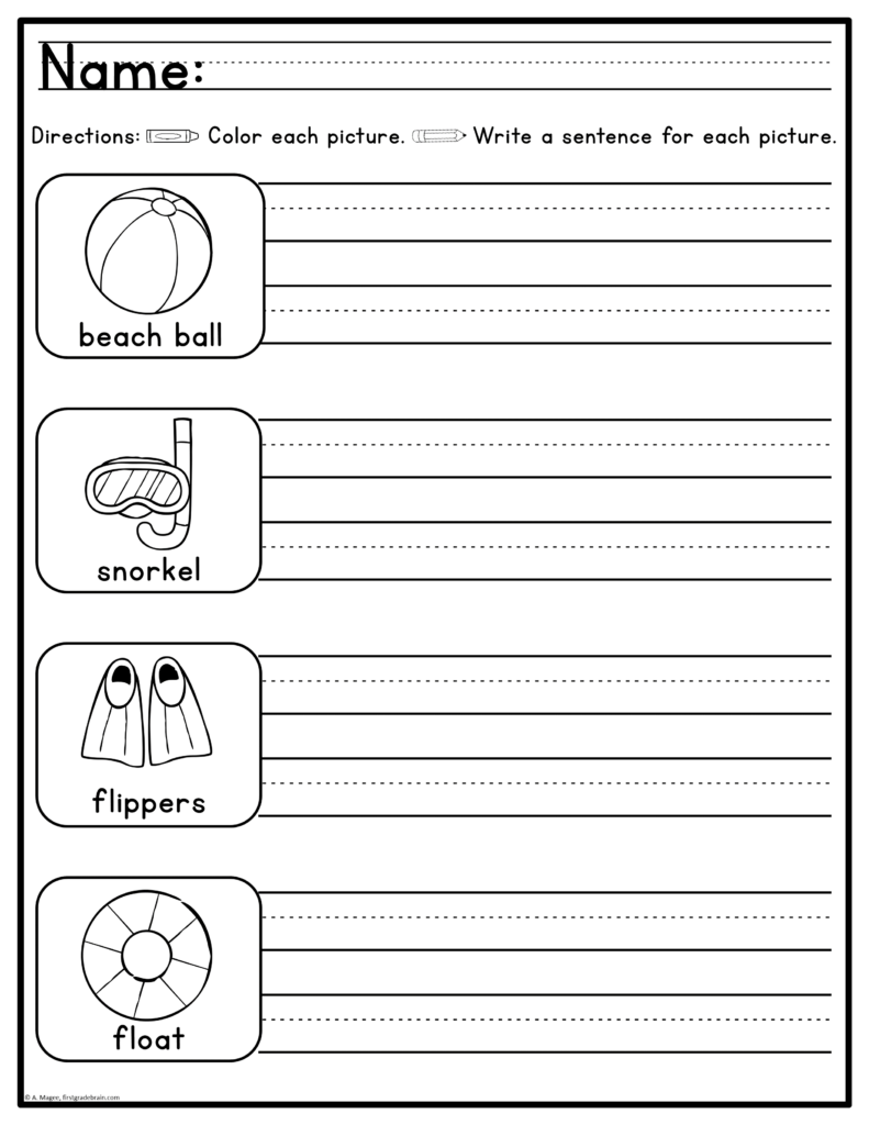 Write 10 Sentences About Summer Vacation - Summer Sentences Worksheet