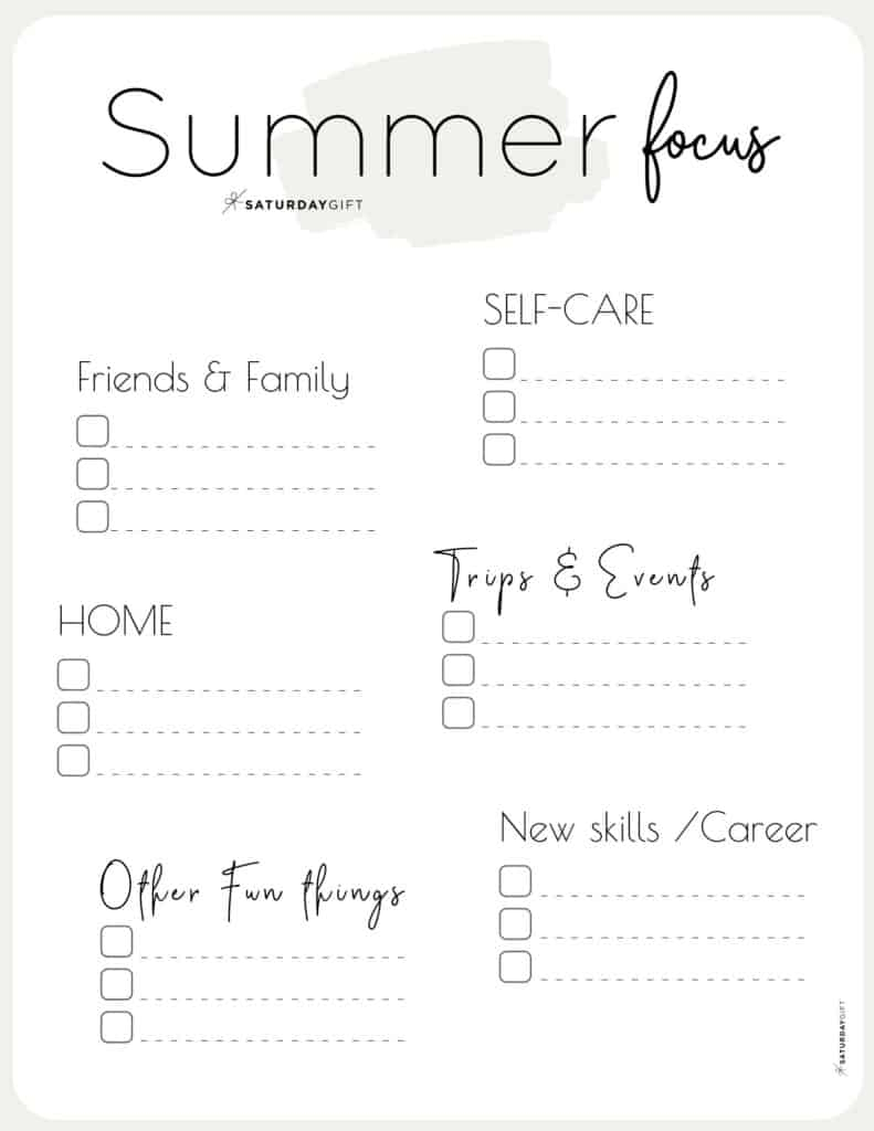 Write Down Your Summer Plans And Goals And Stay Focused - Plans For The Summer Worksheet