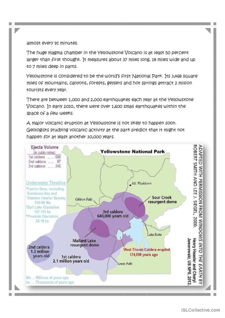 Yellowstone Volcano English ESL Worksheets Pdf Doc - Yellowstone Documentary Summer Worksheet